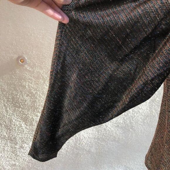 Vintage Open Jacket Womens 70s Metallic Puff Sleeve Silver Unlined Sparkly - Picture 11 of 12